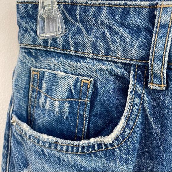 Zara High Rise Straight Leg Ripped Jeans Size 4 100% Cotton Mom Fit Cropped - Picture 11 of 12